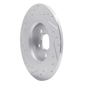 Volvo S60 Brake Rotor (1) - Rear Right - R1 Concepts - Drilled & Slotted - Silver - `18-`25